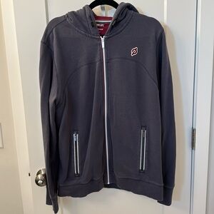 Peleton x Fourlaps Sweatshirt Mens Large Blue Full Zip Hooded Activewear Cotton